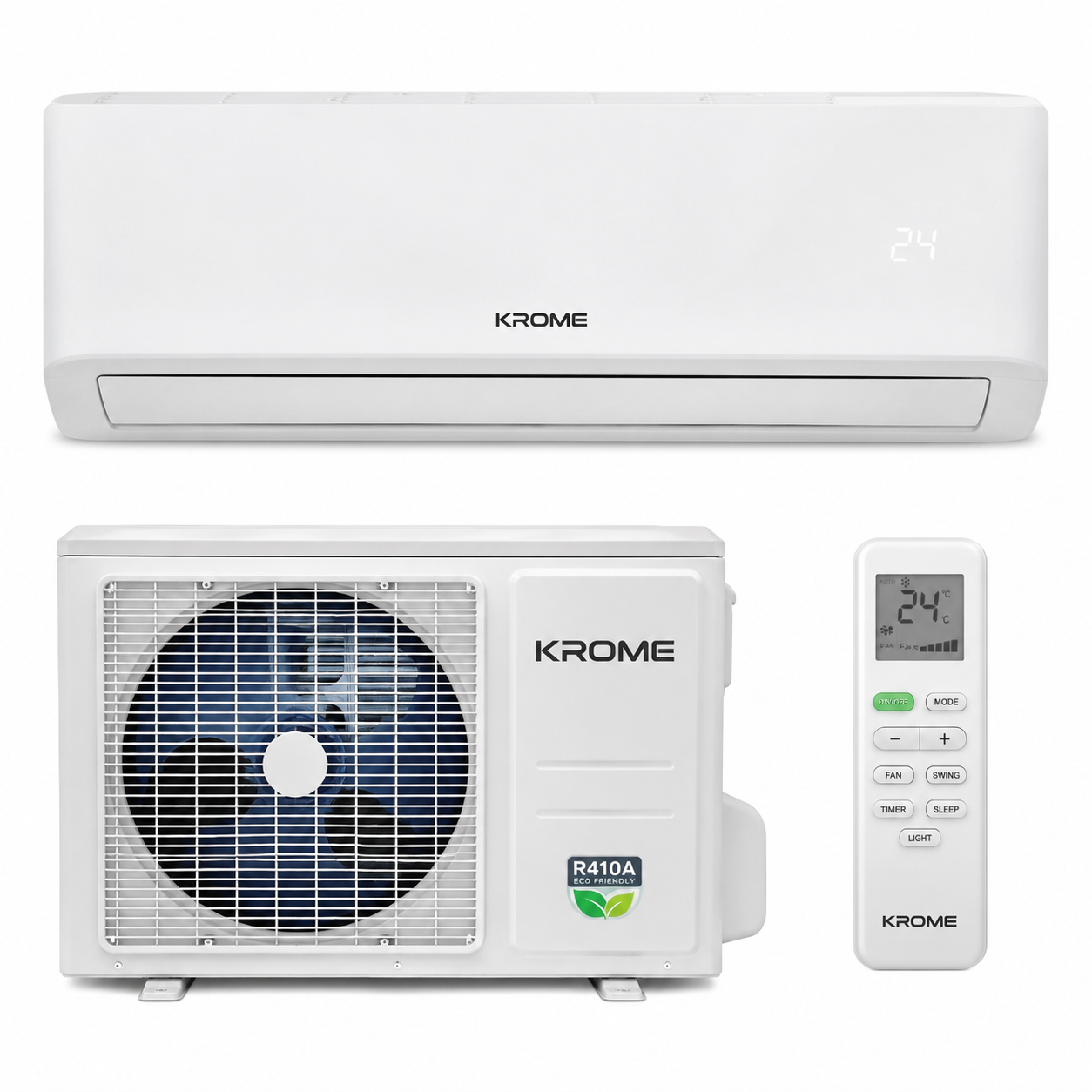 KROME Split Air Conditioner 1.5 Ton Piston KR-SAP18EZT3 | 18000 BTU Cool Only | R410A Refrigerant