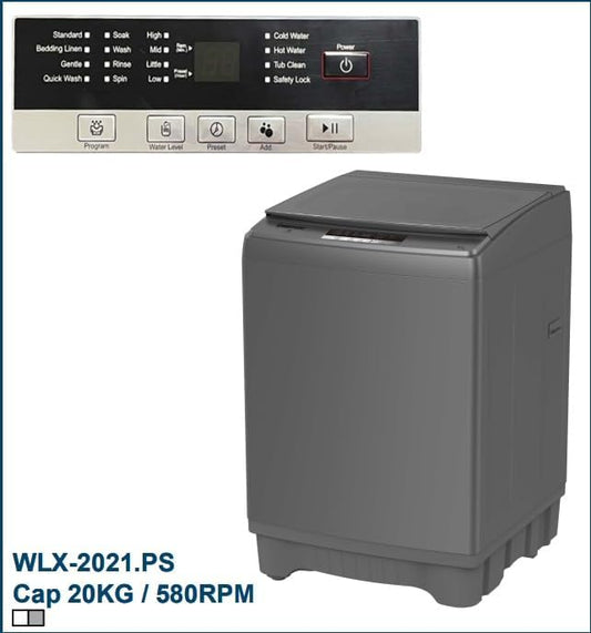 Westpoint WLX-2021PS 20KG Fully Automatic Top Load Washing Machine | Tempered Glass Lid | 8 Wash Programs