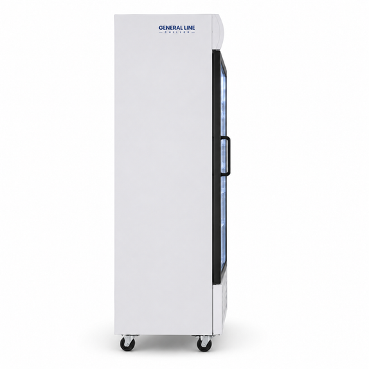 General Line GL420SDDLXB Commercial Display Chiller – Single Glass Door Beverage Cooler