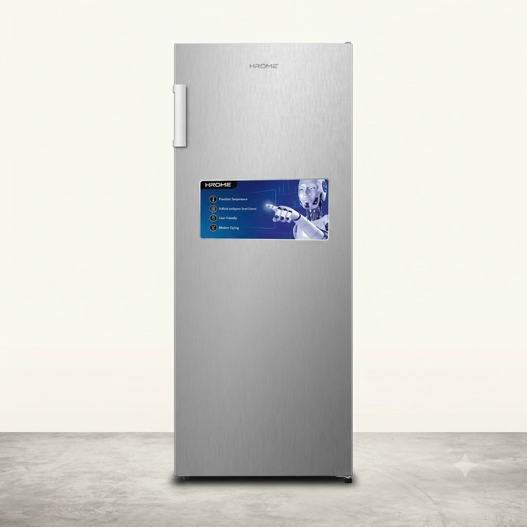 KROME Upright Freezer 220L KR-UF220IM – Single Door Inox Upright Freezer | Electronic Touch Control