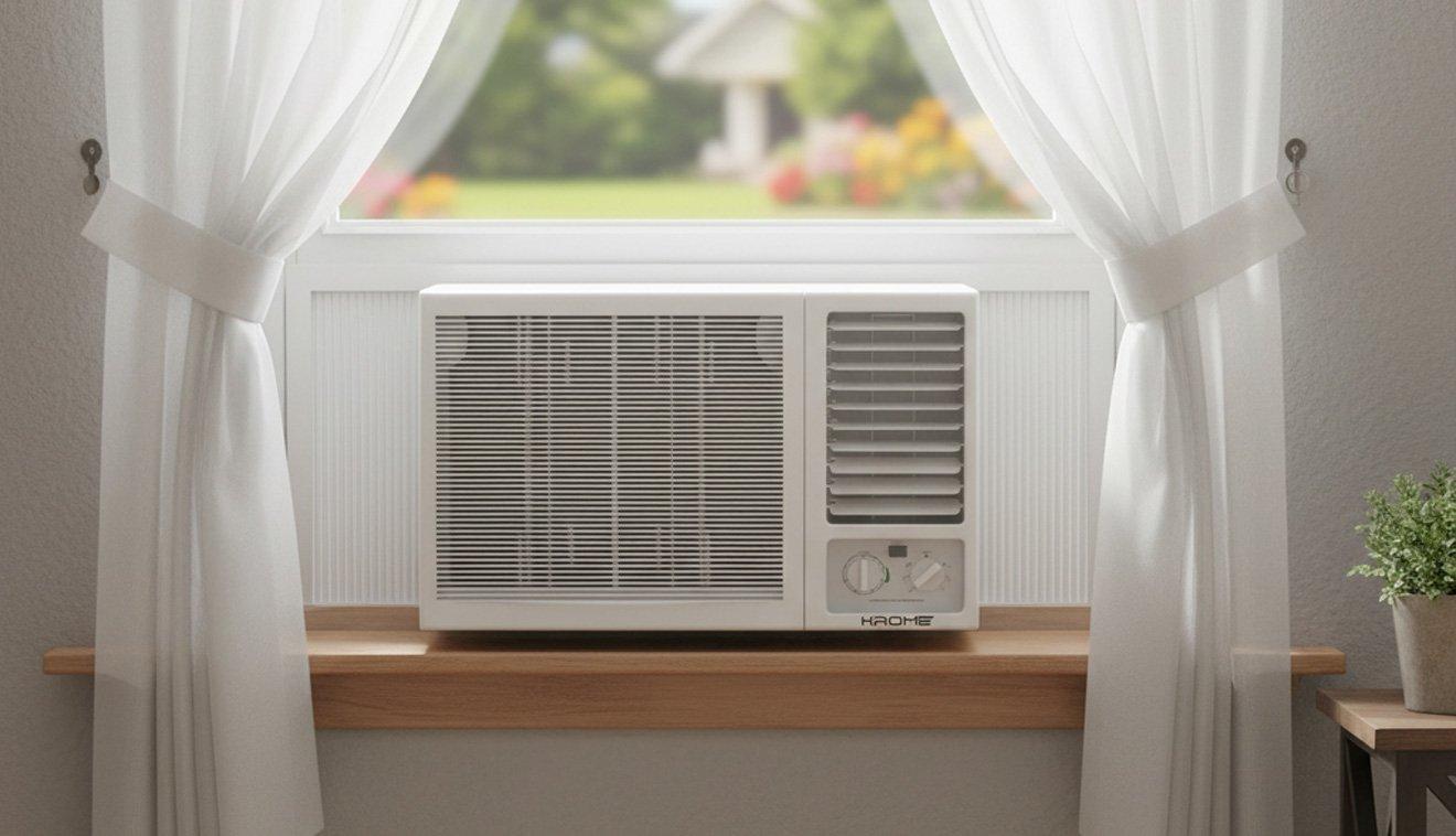 Krome KR-AWR24ST3 2 Ton Window Air Conditioner – 24,000 BTU Rotary Compressor | Cool Only | White