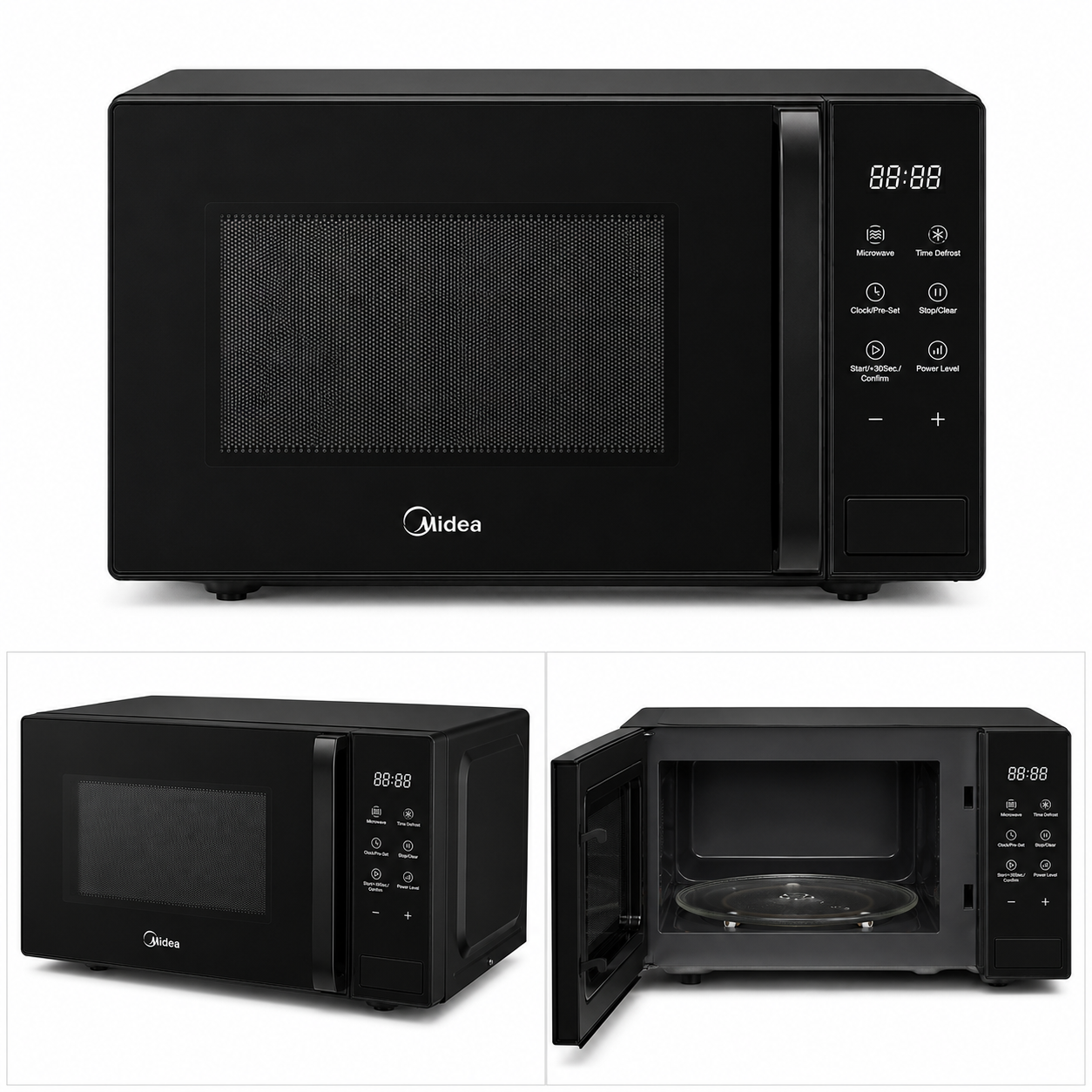 Midea 20L Digital Solo Microwave Oven EM721BK | 700W | Black | LED Display | UAE
