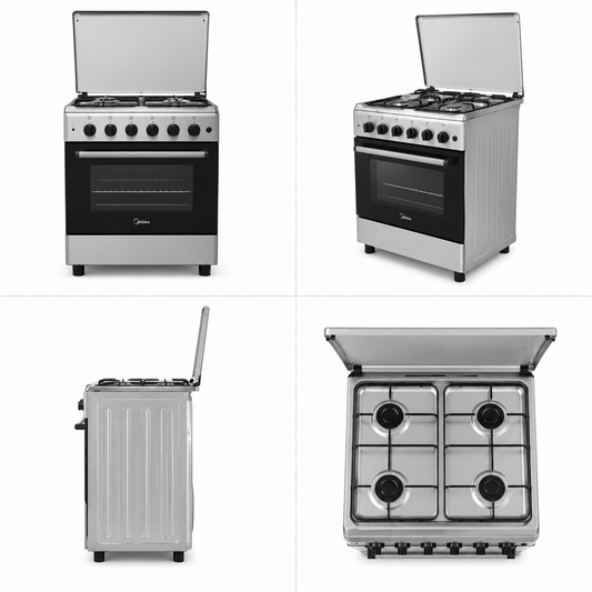 Midea 50×55cm 4 Burner Gas Cooker MFO-MG20TESS-FFD | Full Gas Oven | Flame Failure Safety | UAE
