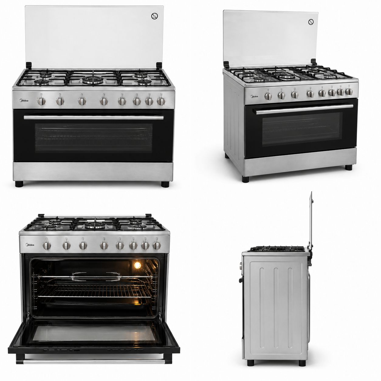 Midea 90×60cm 5 Burner Gas Cooker LME95028FFD | 115L Gas Oven | Rotisserie | Flame Failure Safety | UAE