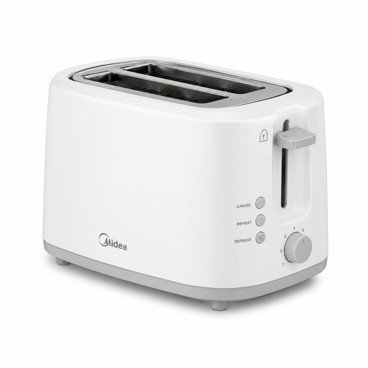 Midea 2 Slice Toaster 950W MTRW2L20W | 7 Browning Levels | Defrost & Reheat | White | UAE