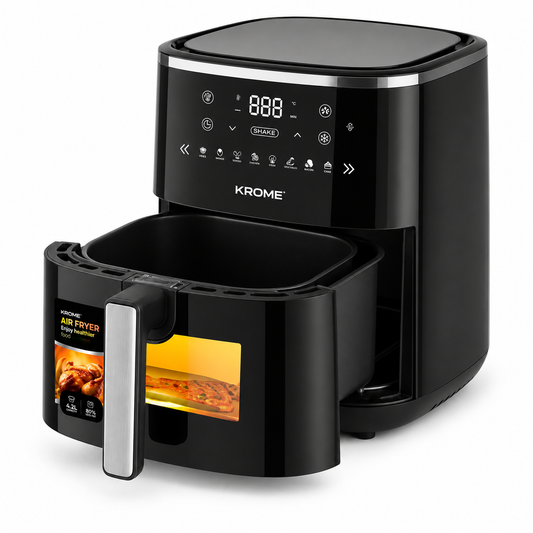Krome KR-AF42DD 4.2L Digital Air Fryer | Touch Control | Rapid Air Technology | Healthy Oil-Free Cooking | Black