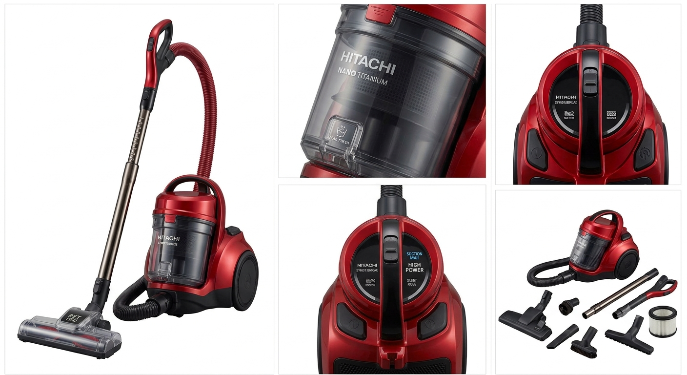 Hitachi CV980TJBKRGAE 2300W Drum Vacuum Cleaner | 21L Capacity, Powerful Suction & Multi-Angle Head