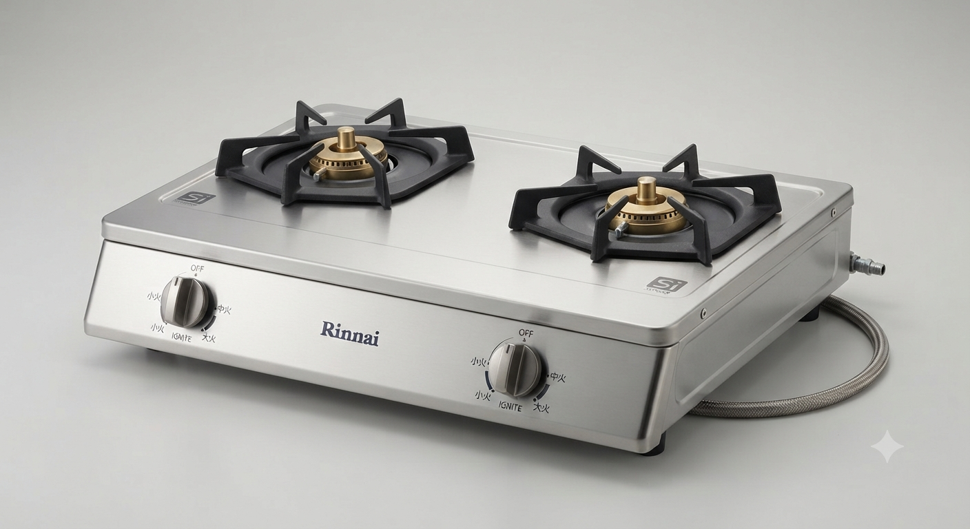 Rinnai Japan 2 Burner Gas Stove RET2KRS | Tabletop Cooker | Compact Design | UAE