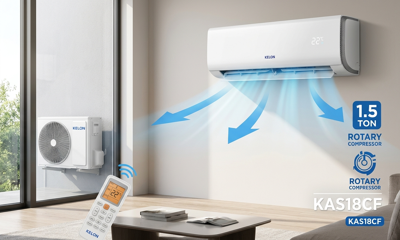 KELON KAS18CF 1.5 Ton Split Air Conditioner | Rotary Compressor, 18000 BTU & Turbo Cooling