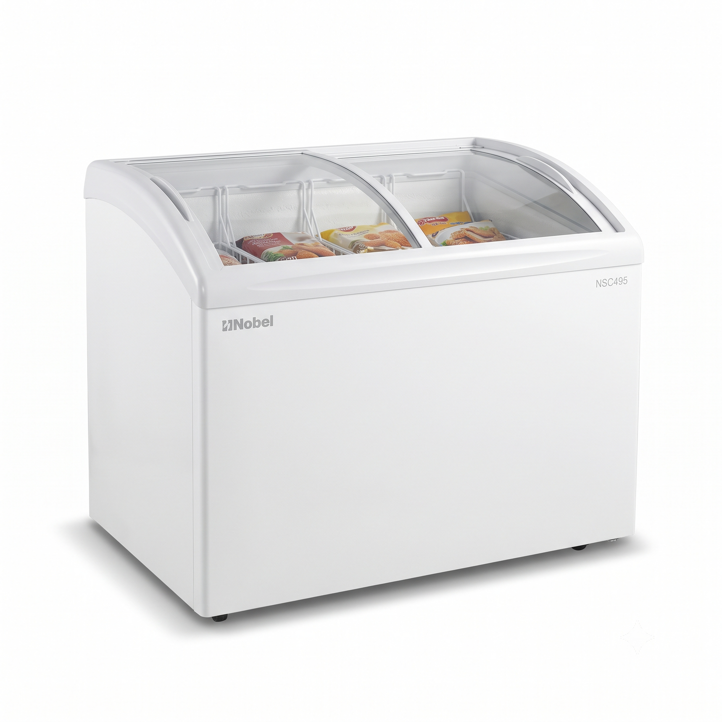 Nobel 328L Showcase Chest Freezer NSC495 | Double Sliding Glass Door | Commercial Display Freezer | White | UAE