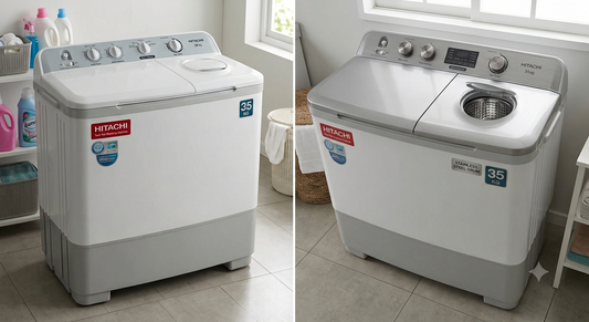 Hitachi 25KG Twin Tub Semi Automatic Washing Machine | Air Jet Dry, Powerful Wash & Heavy Duty Performance