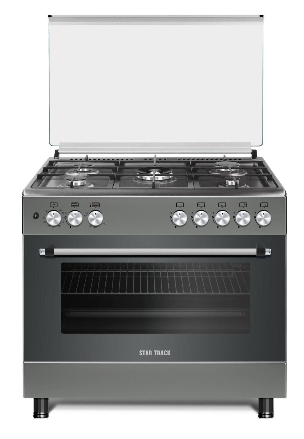 STAR TRACK Gas Cooker 90×60 SGKL9060G | 5 Burner Freestanding Gas Range | Full Safety | Rotisserie | Auto Ignition