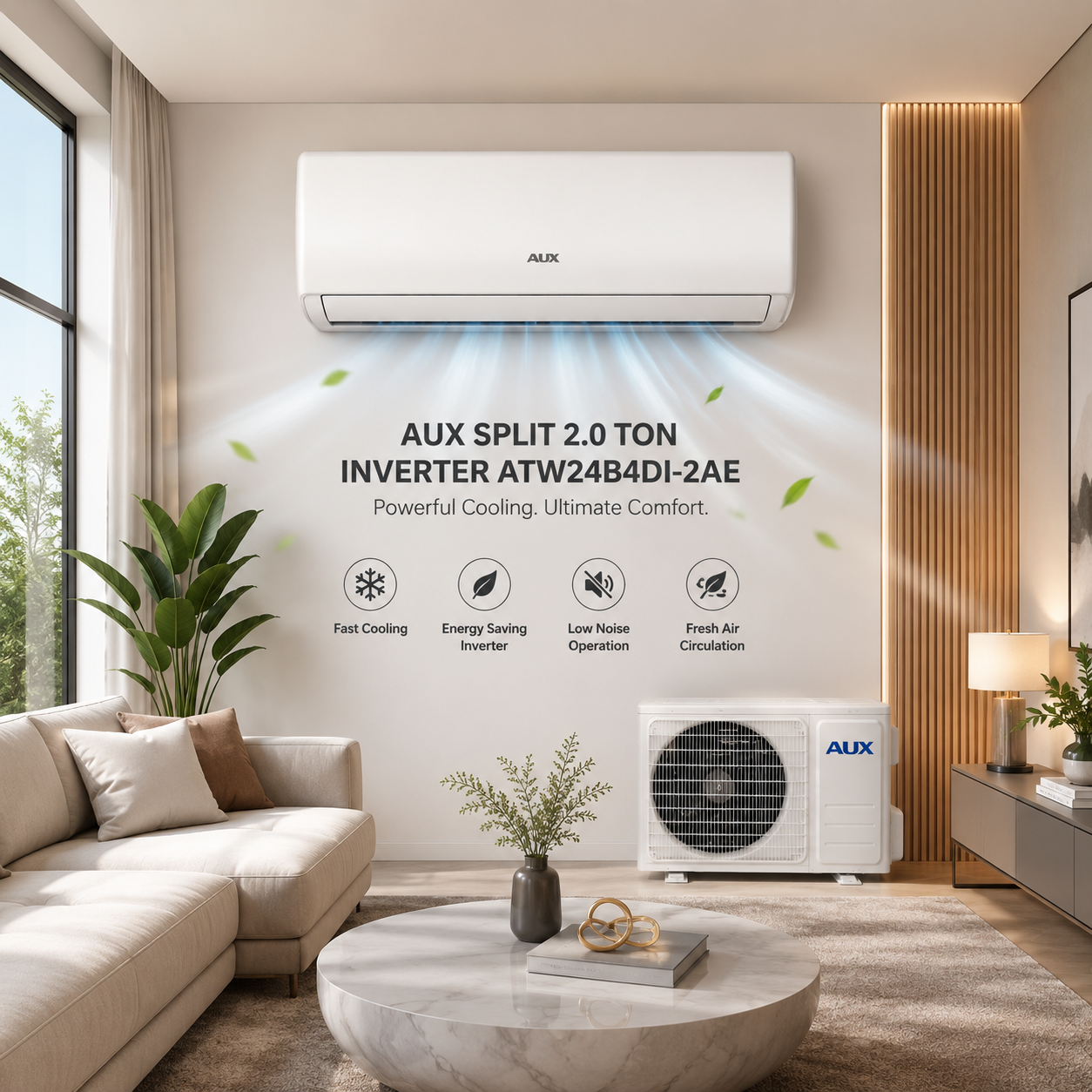 AUX Split AC 2.0 Ton Inverter ATW24B4DI-2AE – Fast Cooling, Energy Saving & Heat Cool Air Conditioner