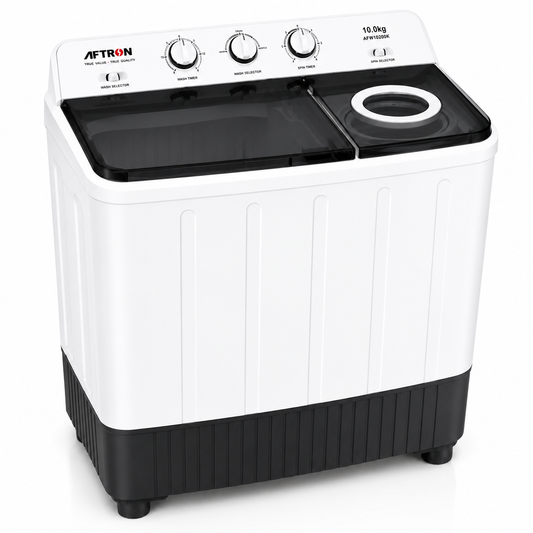 AFTRON Twin Tub Washing Machine 10KG AFW10200K – Semi Automatic | Twin Tub Design | Air Dry Function | White