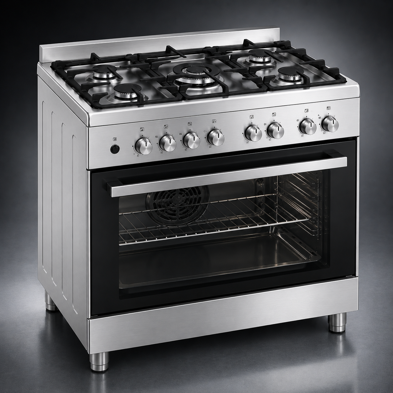 Glemgas SE9612RIFS 90x60cm Freestanding Gas Cooker with Fan Oven – Stainless Steel