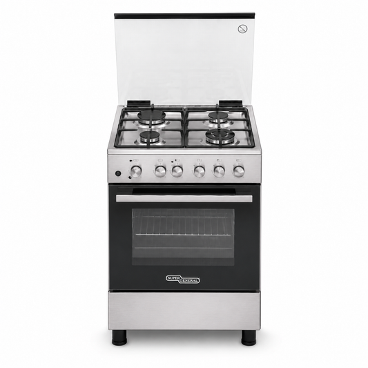 Super General SGC5470MSFS 50x50cm Stainless Steel Gas Cooker – 4 Burner Freestanding Cooking Range