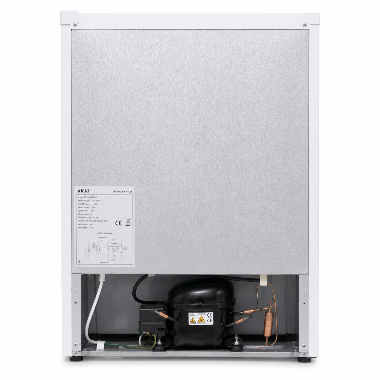 AKAI Refrigerator 90L RFMA-K90DW6 – Single Door Compact Refrigerator | Freezer Compartment | Adjustable Thermostat | White