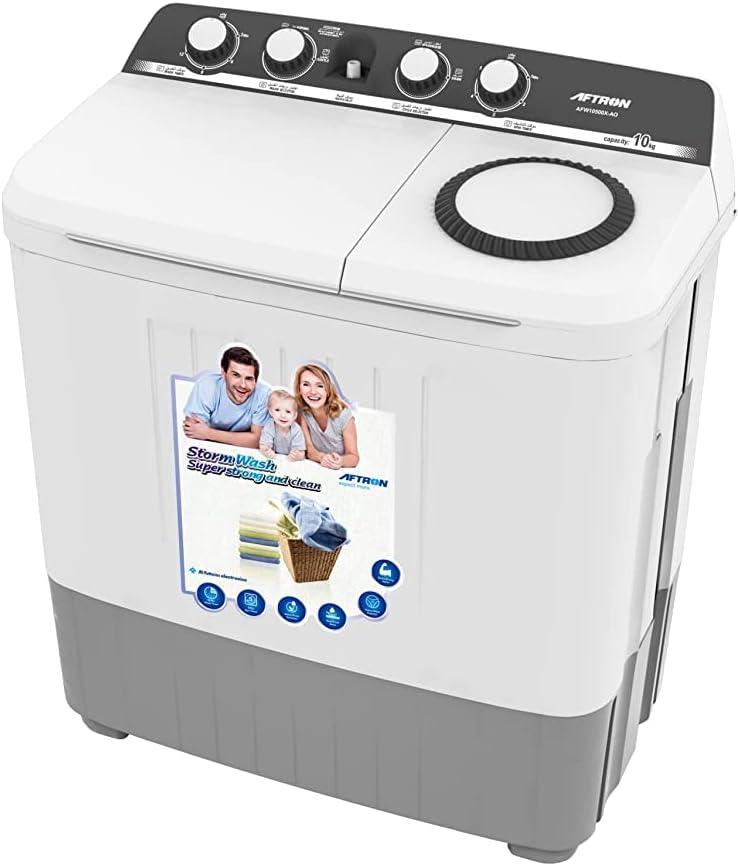AFTRON Twin Tub Washing Machine 10KG AFW10500X – Semi Automatic | Twin Tub Design | Air Dry Function | Heavy Duty Motor | White
