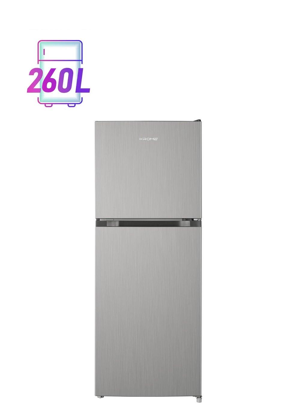 KROME Double Door Refrigerator 260L KR-RFF260SM – No Frost | Multi Air Flow | Inverter Compressor | Silver