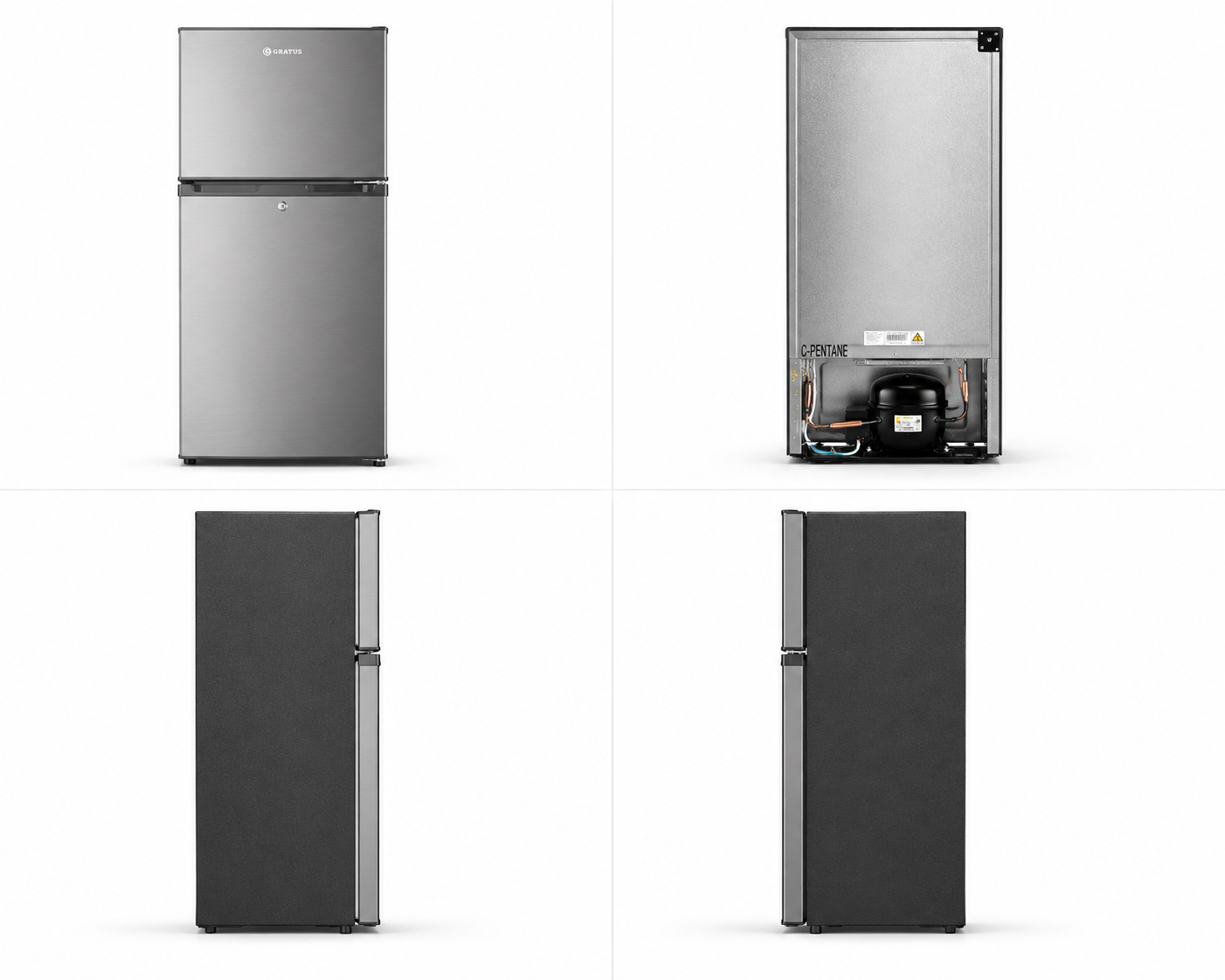 GRATUS 111L Single Door Refrigerator GRFDD111HCX1 | Inox Finish | Compact Direct Cool Fridge with Separate Chiller