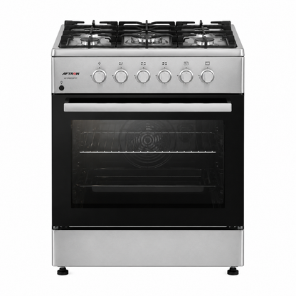 AFTRON 80x55cm Gas Cooker – AFGR8055FST | 5 Burner Gas Range with Rotisserie & Auto Ignition