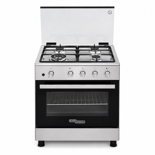 Super General SGC6470MSFS 60x60cm Stainless Steel Gas Cooker – 4 Burner Freestanding Cooking Range