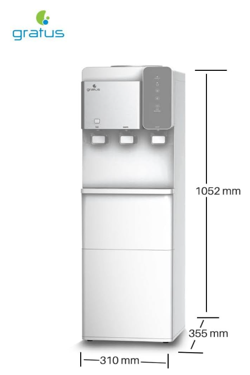 Gratus ice maker with Water Dispenser Hot, cool & Cold 3 Tap (White), 1 Year Full & 2 Year Compressor Warranty, Model -GWID1100ACR1DX