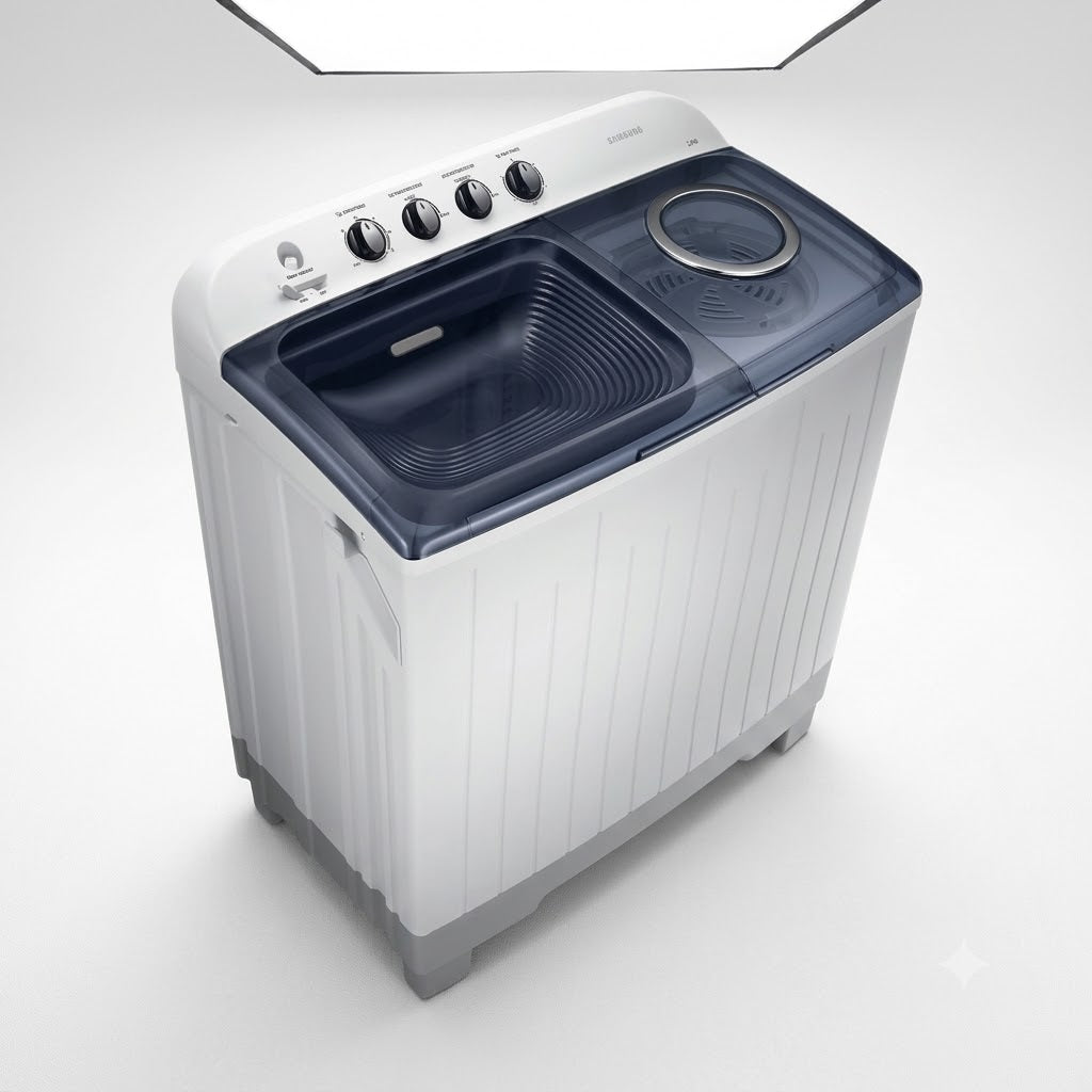 Samsung Twin Tub Washing Machine 12KG WT12J4200MB | Semi Automatic | Air Turbo | EZ Wash Tray | Rust Proof Body