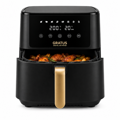 GRATUS Digital 12L Air Fryer 1800W GRA650DTTB | LED Touch Display | 8 Preset Cooking Modes | Rotisserie & Dehydrator