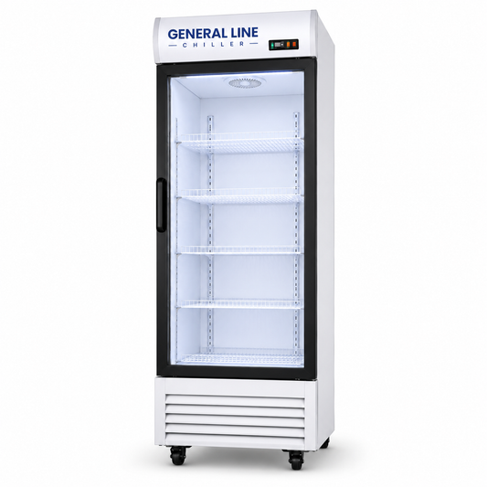 General Line GL420SDDLXB Commercial Display Chiller – Single Glass Door Beverage Cooler
