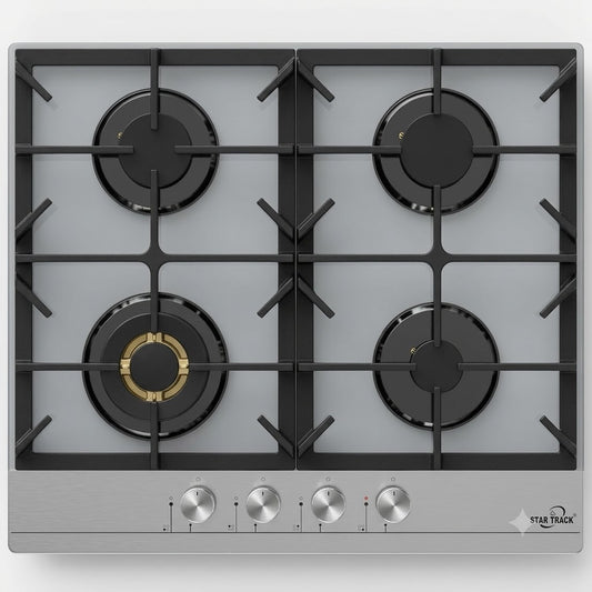 STAR TRACK Built-In Gas Hob STKL60i | 60cm 4 Burner | Full SABAF Burners | Auto Ignition | Stainless Steel