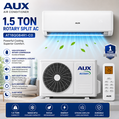 AUX Split AC 1.5 Ton Rotary Compressor AT18QGB4R1-C0 – Powerful Cooling & Energy Efficient Performance