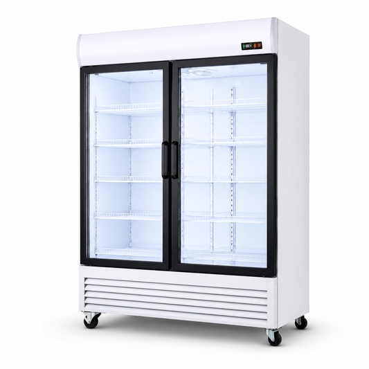 GENERAL LINE GL1200DDSWDLX Double Door Display Chiller 1200L Commercial Beverage Cooler
