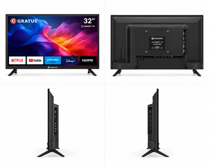 GRATUS 32 Inch Smart LED TV LT32A23H | HD Ready Smart Television with WiFi, Streaming Apps & HDMI