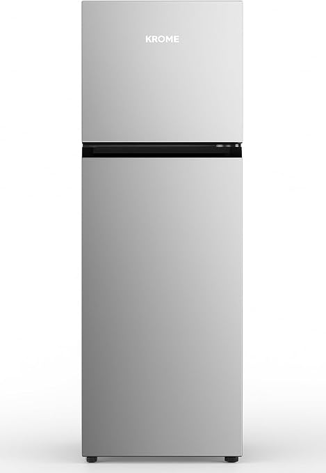 KROME Refrigerator KR-REF370T – 370L Top Mount Double Door Refrigerator | Automatic Defrost | Silver