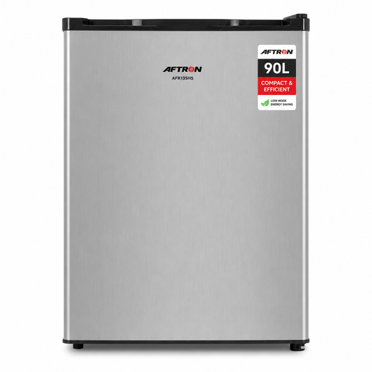 AFTRON 90L Single Door Refrigerator Silver – AFR135HS | Compact Refrigerator with Lock & Key