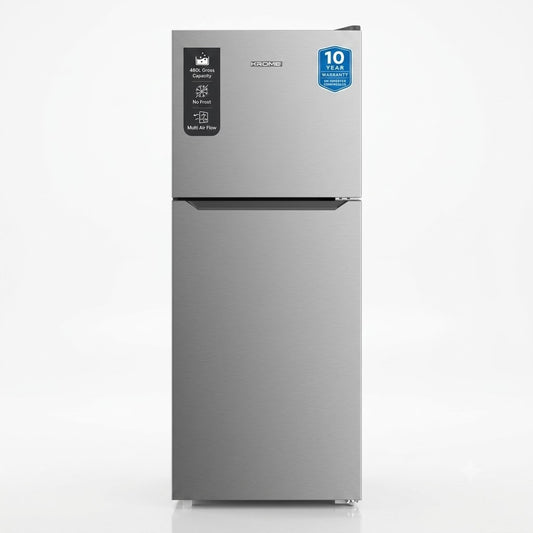 KROME Inverter Double Door Refrigerator KR-RFF460SSK1 – 460L Gross | Total No Frost | Smart Inverter Compressor | Stainless Steel Grey