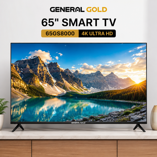 General Gold 65GS8000 65" 4K UHD Smart LED TV | Frameless Design | Android Smart TV | Ultra HD Entertainment