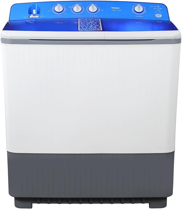 Haier 18KG Twin Tub Washing Machine – HWM215-1128S-N | Large Capacity | Powerful Semi-Automatic Washer