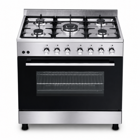 Super General SGC916FSBGOF 90x60cm Stainless Steel Gas Cooker – 5 Burner Full Safety Cooking Range