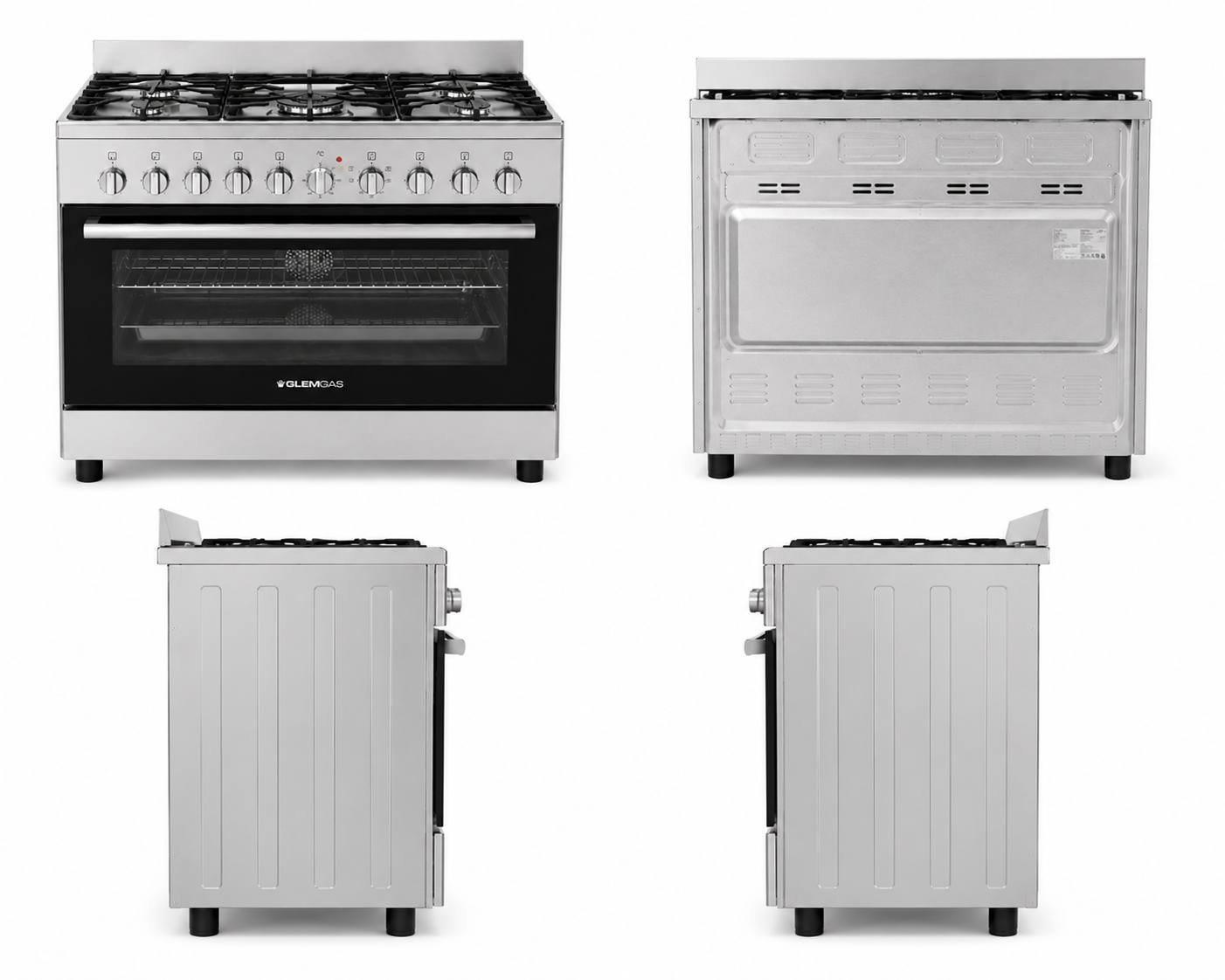 Glemgas Alpha AL9612RI-FSCD 90x60cm Freestanding Gas Cooker with Fan Oven – Stainless Steel