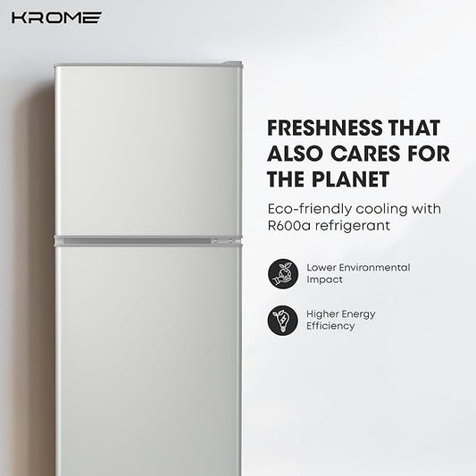 Krome  Double Door Refrigerator KR-RDC180IH with Multi Air Flow & Tempered Glass Shelves