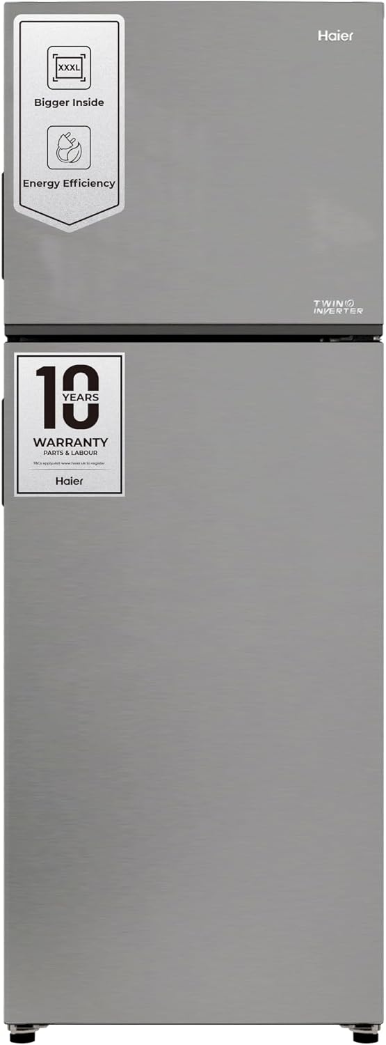 Haier Refrigerator – HRF-388NS | 388L No Frost Double Door Refrigerator | Elegant Silver Finish
