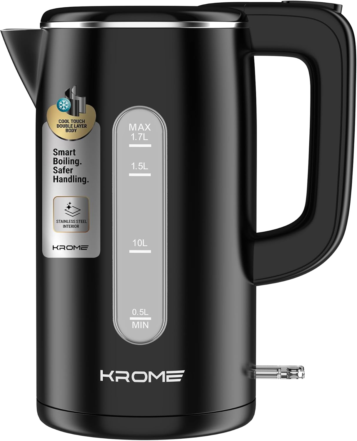 KROME Double Layer Electric Kettle 1.7L KR-KTCT300PD – Cool Touch Stainless Steel Kettle with Auto Shut-Off