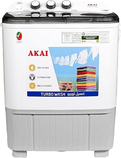 AKAI WMMA-XTT51W 5KG Twin Tub Semi-Automatic Top Load Washing Machine, White