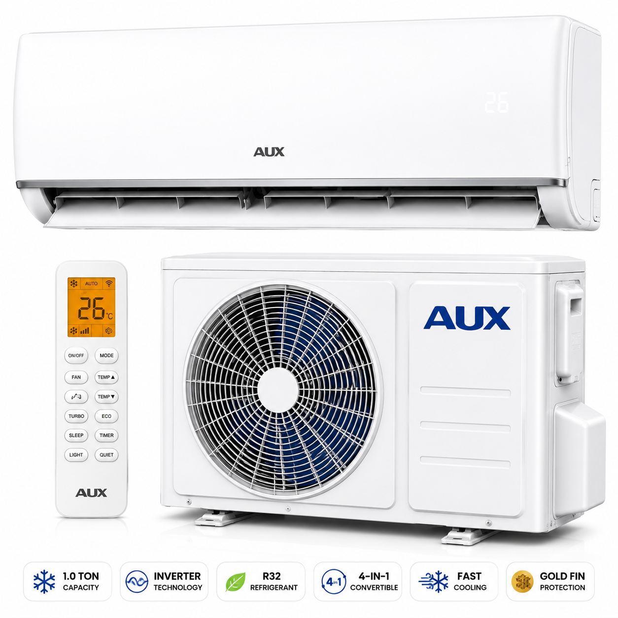 AUX ATW12A2DI-AE 1.0 Ton Inverter Split Air Conditioner – Smart Cooling with Energy Efficiency