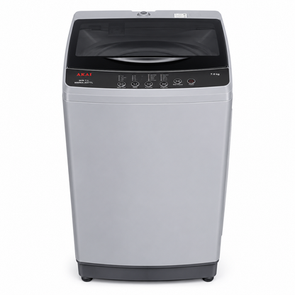 AKAI Top Load Washing Machine 7KG WMMA-X07TL – Fully Automatic | Large Capacity | Multiple Wash Programs | Light Grey