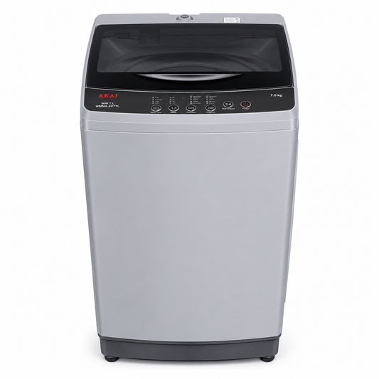 AKAI Top Load Washing Machine 7KG WMMA-X07TL – Fully Automatic | Large Capacity | Multiple Wash Programs | Light Grey