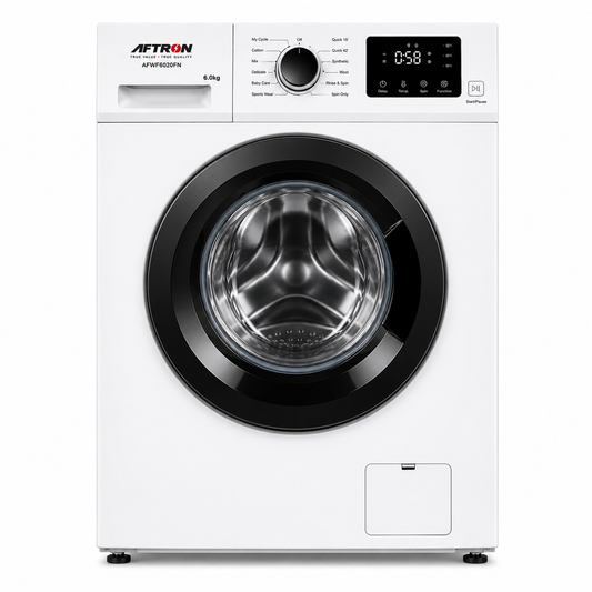 AFTRON Front Load Washing Machine 6KG AFWF6020FN – Fully Automatic | 1000 RPM | White