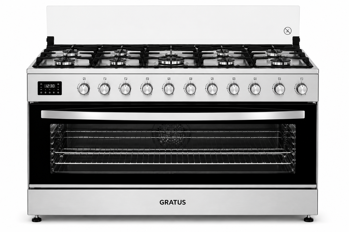 GRATUS 90x60 Full Gas Cooker FCR905KTSS1 | 5 Burner Gas Range with Turbo Fan, Rotisserie & Large Oven Capacity